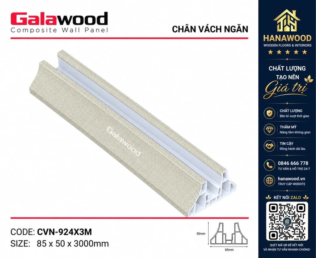 Chân Đế Tấm Vách Ngăn 2 Mặt Ngăn Phòng Galawood CVN-924X3M