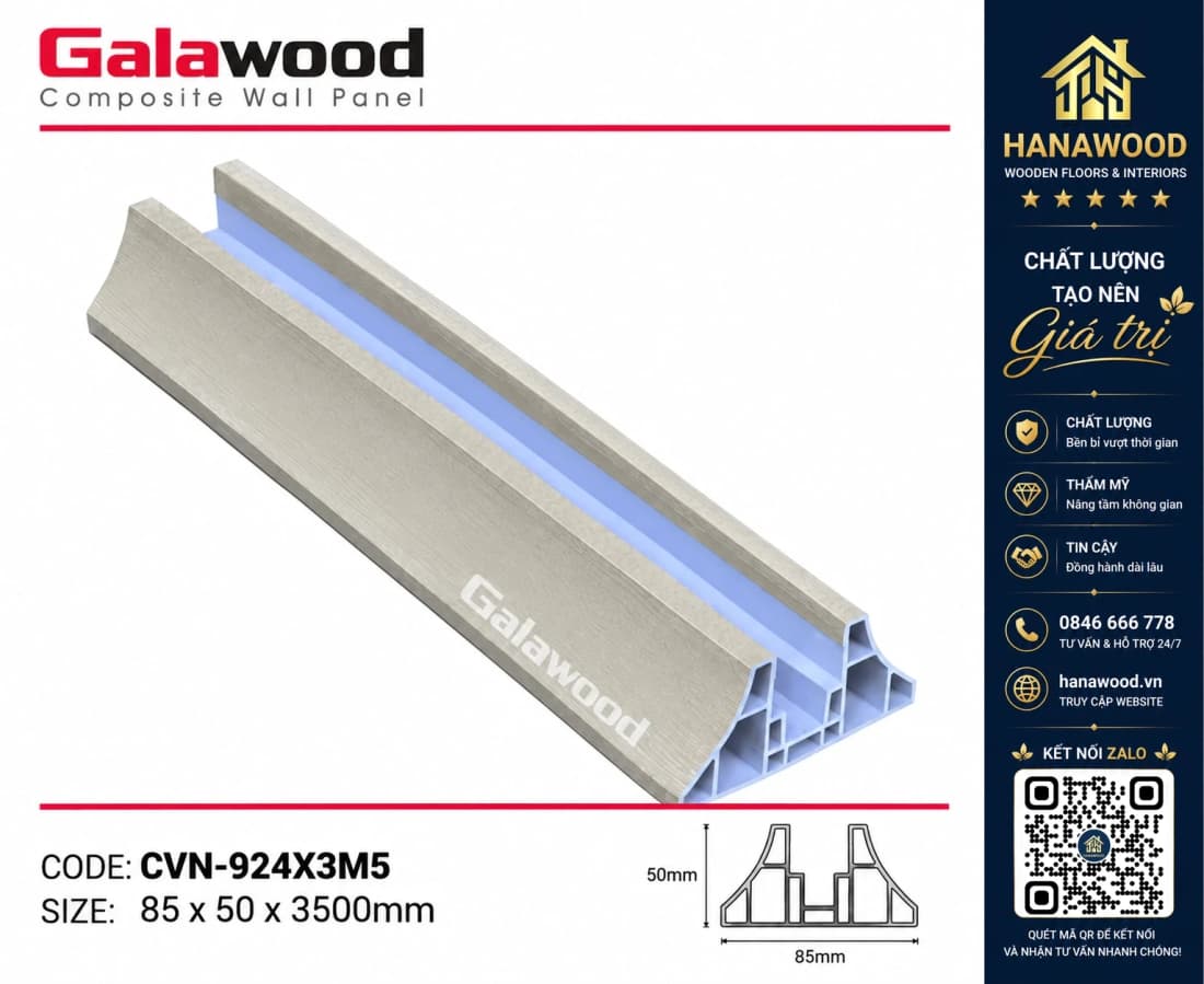 Chân Đế Vách Ngăn Nhựa Ngăn Phòng Khách Giả Gỗ Galawood CVN-924X3M5