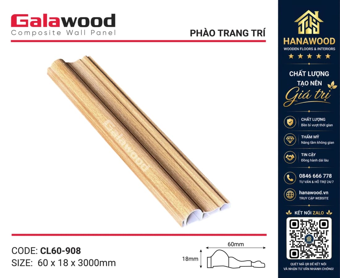 Phào Chỉ Lệch Trang Trí Galawood CL60-908
