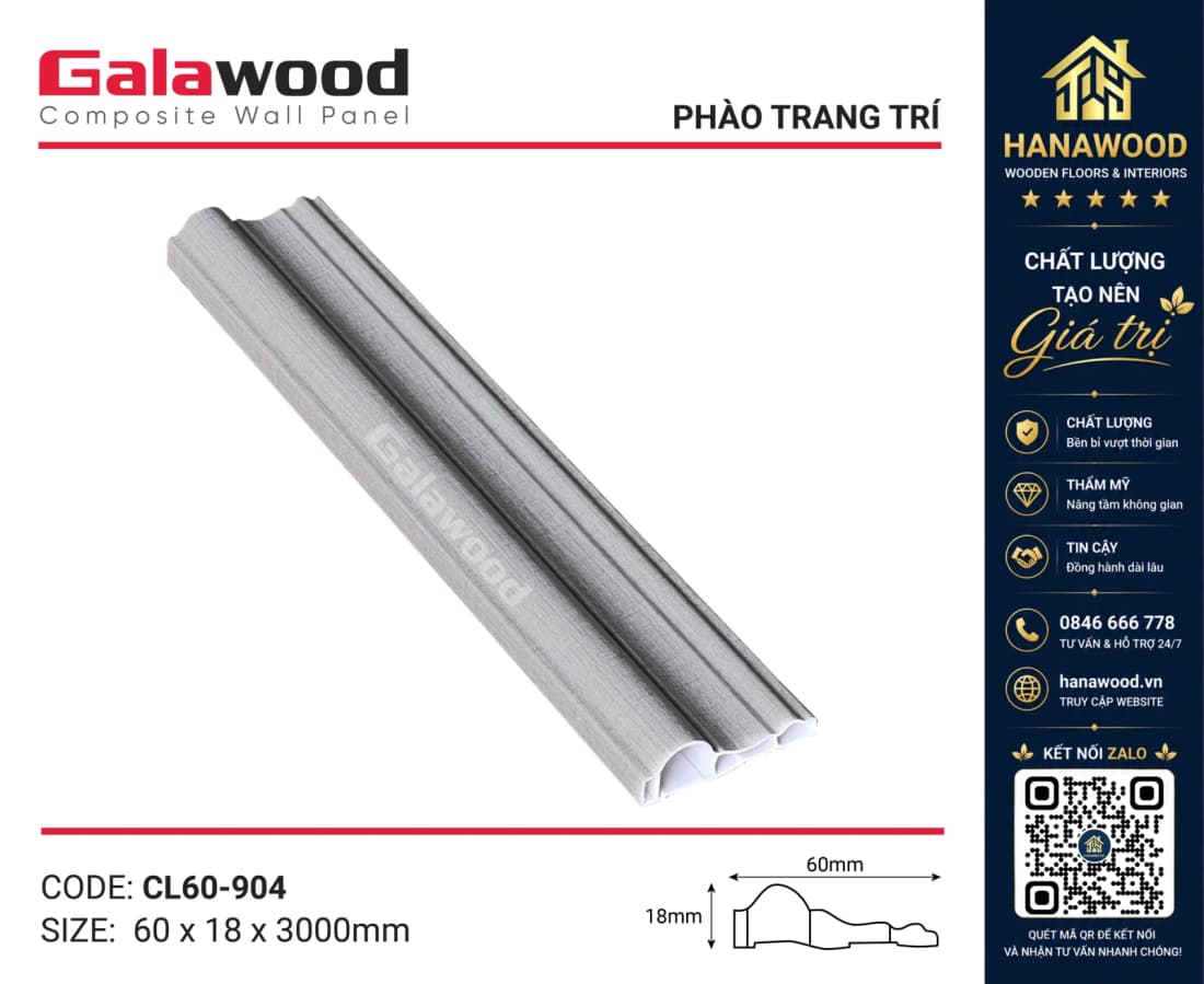Phào Chỉ Lệch Trang Trí Galawood CL60-904