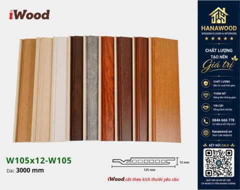 Tấm Ốp Tường Ốp Trần Nano Giả Gỗ Hèm U Iwood W105