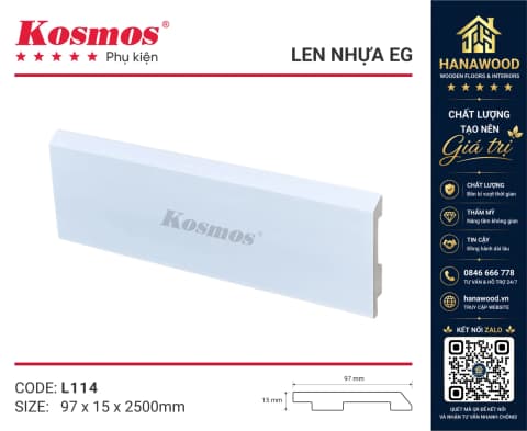 Len Chân Tường Nhựa Giả Gỗ EG L114 Cao 90 hoặc 97mm