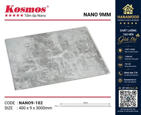 Tấm Nhựa Ốp Trần Nano Giả Bê Tông Kosmos NANO09-102