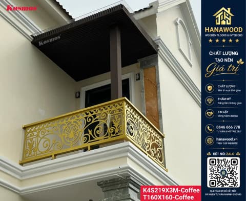 Lam Trụ Pergola Gỗ Nhựa Ngoài Trời Kosmos T160x160 Coffee