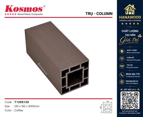 Thanh Lam Trụ Pergola Giàn Hoa Gỗ Nhựa Kosmos T120x120