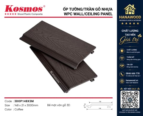 Vỉ Gỗ Nhựa Lót Sàn Sân Thượng Ngoài Trời Kosmos Vân 3D