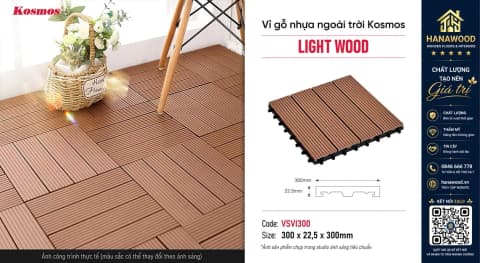 Vỉ Gỗ Nhựa Ngoài Trời Composite Kosmos VI300-Light Wood