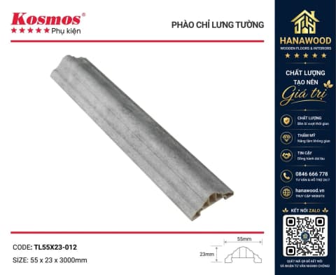 Phào Chỉ Lưng Tường Trần Kosmos TL55x23-012 Giả Bê Tông