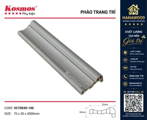 Phào Chỉ Lệch Trang Trí Kosmos VC70X30-100 Giả Vân Gỗ