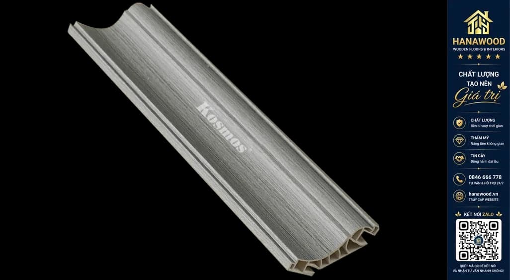 Phào Cổ Trần Nhựa Màu Xám Giả Gỗ Kosmos CT100x26-100