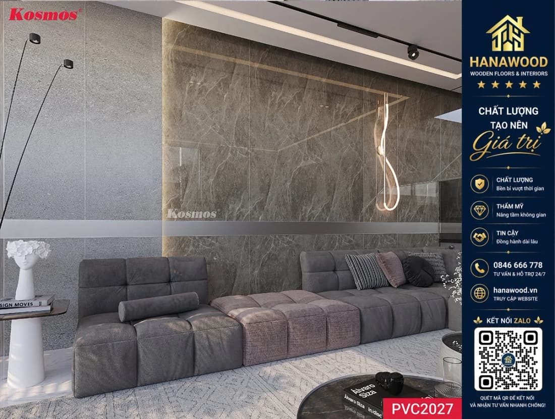 Tấm Nhựa Ốp Tường Nhựa PVC Giả Vân Đá Kosmos PVC2020
