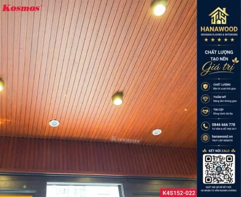 Lam 4 Sóng Nhựa Giả Gỗ Ốp Tường Kosmos K4S152-022