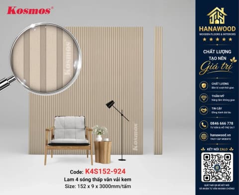 Tấm Lam Sóng Nhựa Kosmos K4S152-020 Màu Trắng Trơn