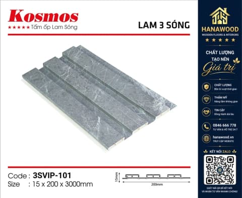 Tấm Ốp Lam Sóng Nhựa Giả Vân Bê Tông Kosmos 3SVIP-101