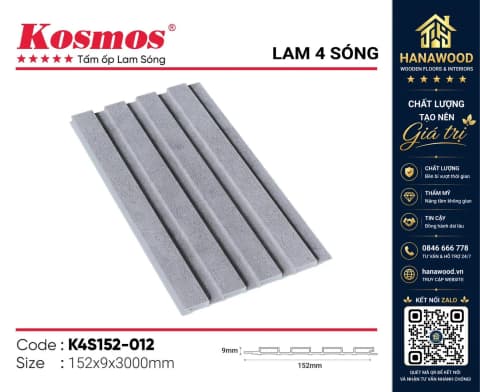 Tấm Ốp Lam Sóng Nhựa Vân Bê Tông Kosmos K4S152-012