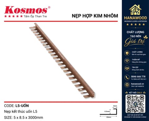 Nẹp Kết Thúc Uốn L5 Tấm Ốp Than Tre Kosmos Màu Đen