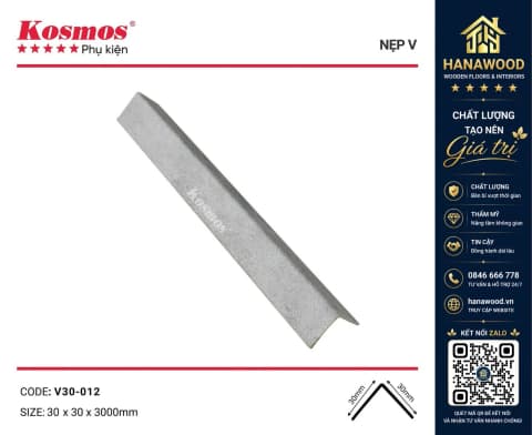 Nẹp Góc V30x30 Tấm Nhựa Ốp Tường Kosmos V30-012