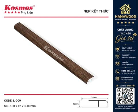 Nẹp Kết Thúc L30x12 Tấm Ốp Tường Kosmos L-009