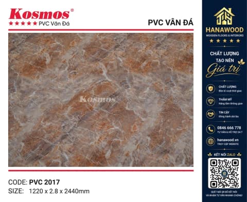 Tấm Nhựa Ốp Tường PVC Giả Vân Đá Kosmos PVC2017 Dày 2.8mm