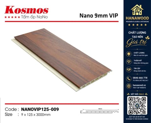 Tấm Nhựa Nano Ốp Tường Ốp Trần Giả Gỗ Kosmos NanoVip125-009