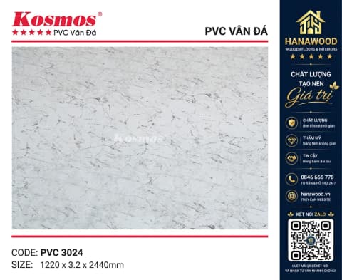 Tấm Nhựa Ốp Tường PVC Giả Vân Đá Kosmos PVC3024 Dày 3.2mm