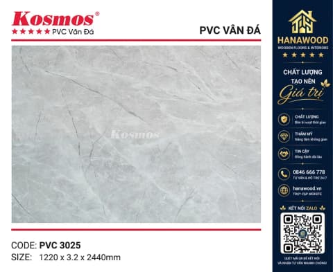 Tấm Nhựa Ốp Tường PVC Giả Vân Đá Kosmos PVC3025 Dày 3.2mm