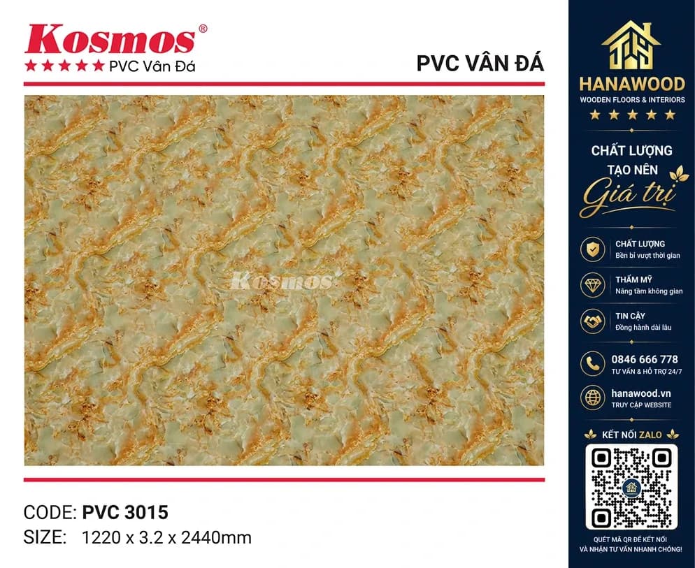 Ốp Tường PVC Giả Đá Kosmos PVC3015 Dày 3.2mm