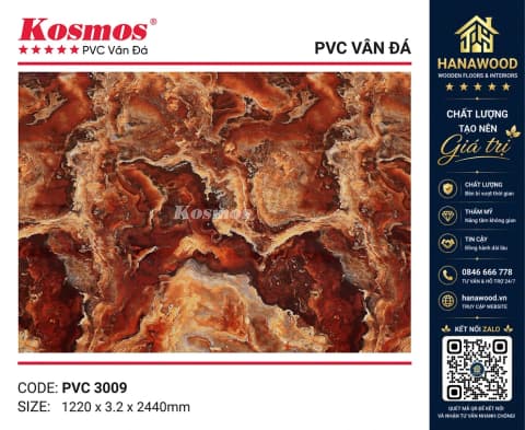 Ốp Tường PVC Giả Đá Kosmos PVC3009 Dày 3.2mm