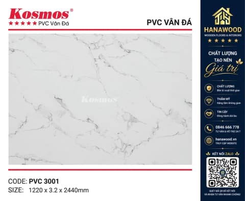 Ốp Tường PVC Giả Đá Kosmos PVC3001 Dày 3,2mm