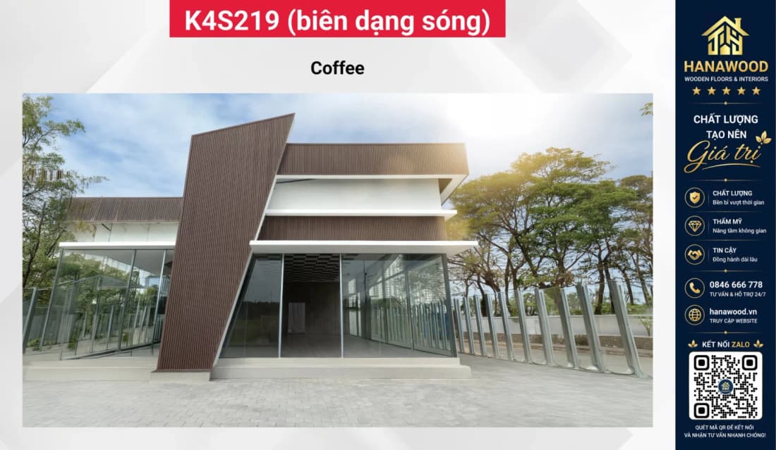 Tấm Ốp Lam Sóng Ngoài Trời Kosmos K4S219X28 Coffee 2.2m