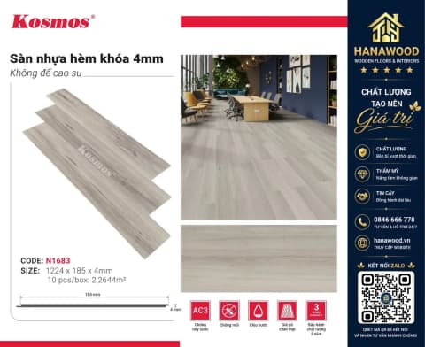 Sàn Nhựa Hèm Khoá Kosmos N1683 4mm