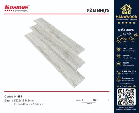 Sàn Nhựa Hèm Khoá Kosmos N1685 4mm