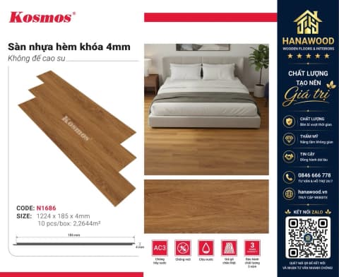 Sàn Nhựa Hèm Khoá Kosmos N1686 4mm