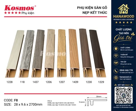 Nẹp Nhựa Kết Thúc F8 Sàn Nhựa Giả Gỗ