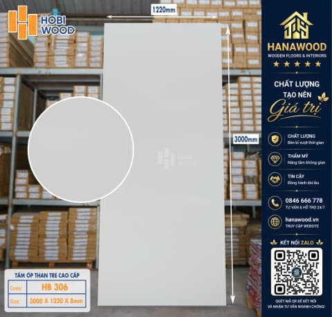 Tấm Ốp Than Tre Vân Đơn Sắc Xám Hobiwood HB 306