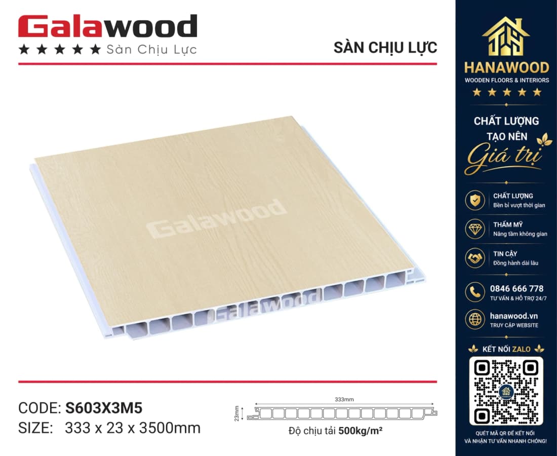 Sàn Chịu Lực Nhựa PVC Làm Gác Lửng Galawood S603X3M