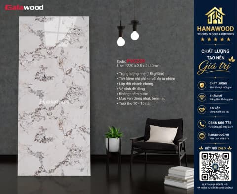 Tấm Nhựa Ốp Tường Giả Đá Galawood PVC239