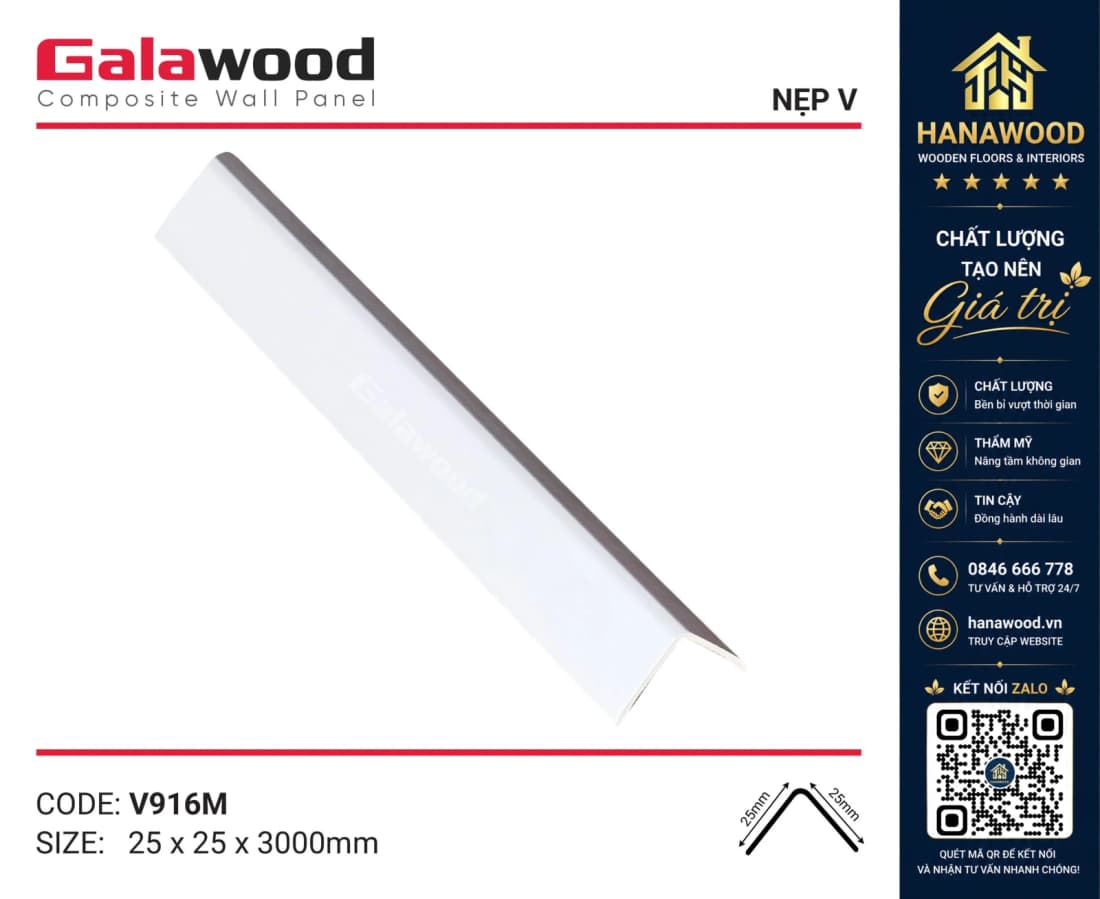 Nẹp Góc V30x30 Vân Giấy Galawood V916
