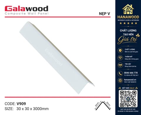 Nẹp Góc V30x30 Vân Vải Kem Galawood V909