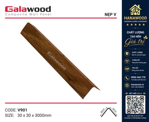 Nẹp Góc V30x30 Nhựa Giả Gỗ Galawood V901