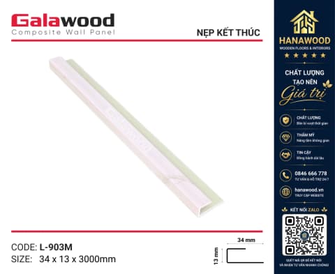 Nẹp Kết Thúc L30x10 Tấm Ốp Tường Galawood L903