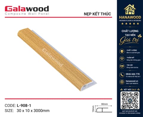 Nẹp Kết Thúc L30x10 Tấm Ốp Tường Galawood L908