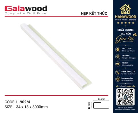 Nẹp Kết Thúc L30x10 Tấm Ốp Tường Galawood L902