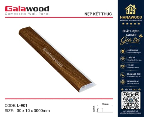 Nẹp Kết Thúc L30x10 Tấm Ốp Tường Galawood L901