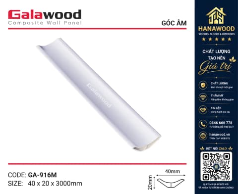 Phào Góc Âm GA40x20 Galawood GA916 Vân Giấy