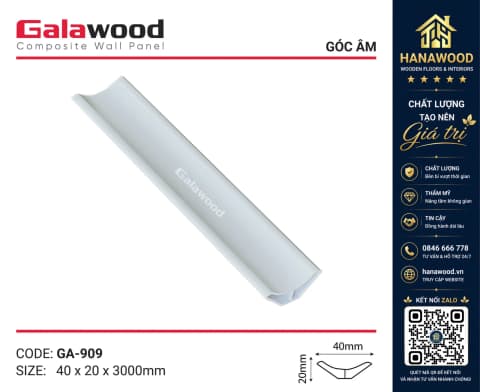 Phào Góc Âm GA40x20 Galawood GA909 Vân Vải
