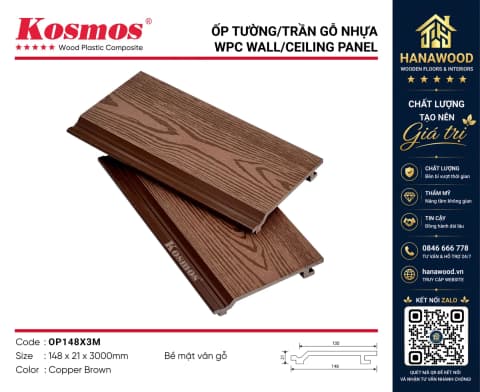 Ốp Trần Mái Hiên Ngoài Trời Kosmos OP148X2.2M Copper Brown