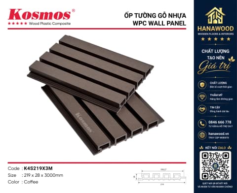 Lam Sóng Gỗ Nhựa Ngoài Trời Kosmos K4S219X2.2M Coffee
