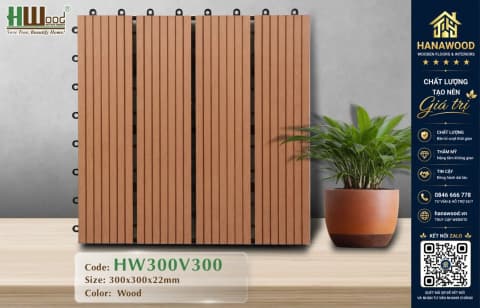 Vỉ Gỗ Nhựa Ngoài Trời Hwood HW300V300 Wood