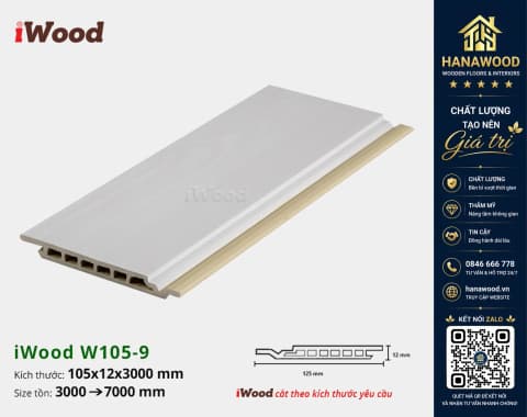 Tấm Ốp Tường Ốp Trần Nano Giả Gỗ Hèm U Iwood W105-9